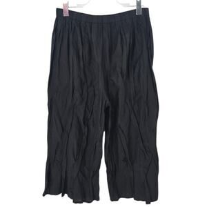 Mieko Mintz Tucked Pants Black Cropped Wide Leg Pleated Flared Hem Artwear L NWT